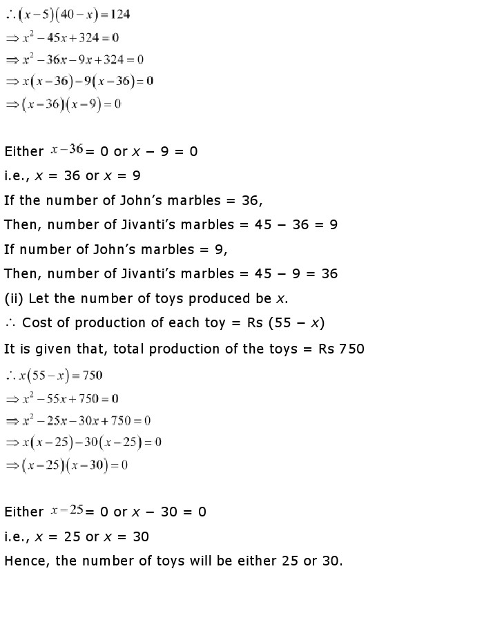 NCERT Solutions for Class 10th Maths: Chapter 4 - Quadratic Equations