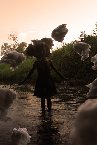 morning water girl clouds sunrise river dress floating levitation naturallight goldenhour