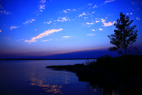 blue trees summer nature water wisconsin night clouds harbor lakemichigan baileys doorcounty moonlightbay