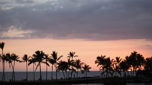 ocean travel trees sunset sea vacation sky beach water night clouds hawaii view palm 2012 waikoloa