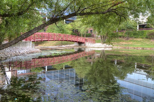 park bridge trees red summer lake building green st reflections louis office centre verdant maryville 4755 4756 4757