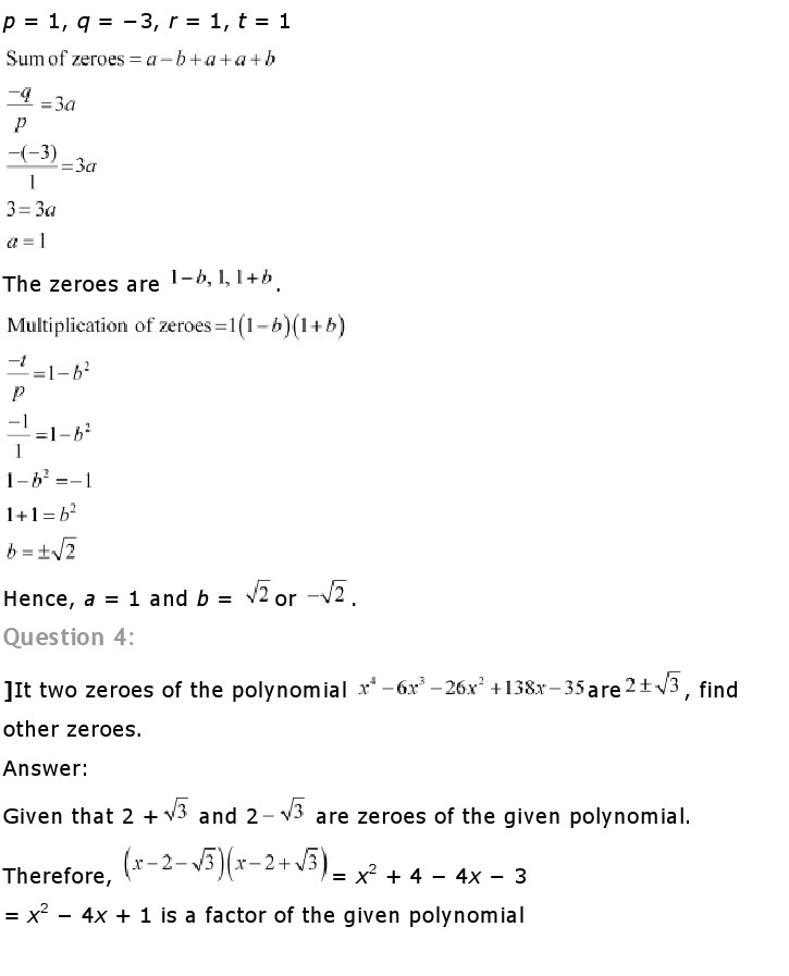 NCERT Solutions For Class 10 Maths Chapter 2 Polynomials PDF Download NCERT Solutions For Class 10 Maths Chapter 2