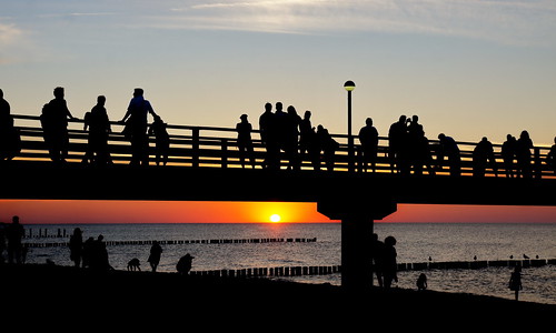 bridge sunset vacation sky beach strand germany deutschland pier sonnenuntergang urlaub himmel balticsea ostsee zingst fischland mecklenburgvorpommern seebrücke dars mcpomm