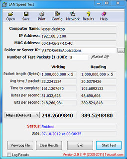 NAS LAN Speed Test (Left: My Net N900, Right: EA4500)