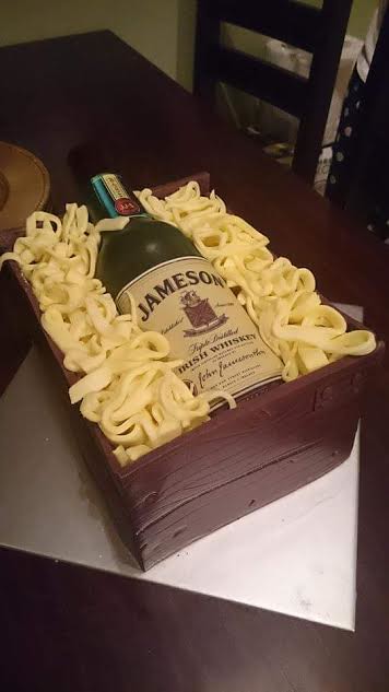 Jameson Whiskey Bottle in a Crate Cake by Jennie Owens of Cakery Bakery