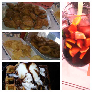 Food that we had in Spain: Nuggets and calamari, Waffles, and ice and Sangria on the rock. Mmm...