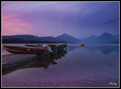 sunset lake mountains boats boat dock montana mcdonald rookies sking5000