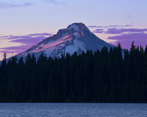 blue trees sunset sky mountain water clouds oregon forest purple mthood timothylake