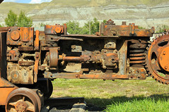 Rusty abandoned mining machinery - Atlas Coal Mine National Historic Site, East Coulee, Alberta