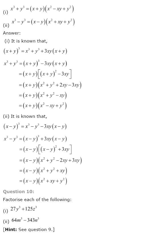 NCERT Solutions For Class 9 Maths Solutions Chapter 2 Polynomials PDF Download