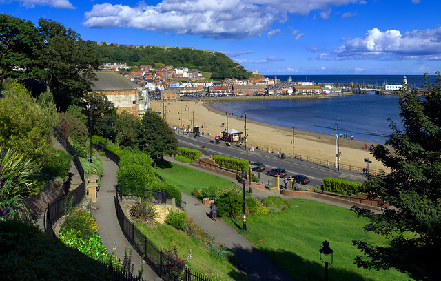 Visit the UK - Scarborough, North Yorkshire. Panorama (2 of 2). By Thomas Tolkien
