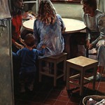 Three Women and Child, oil on panel, 36 x 48 in, 1989
