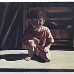 Untitled (crouching child); acrylic on paper, 22 x 30 in, 1994