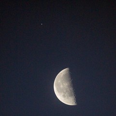 Jupiter and Quarter Moon in Morning Sky