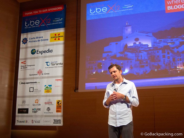 Chris Guillebeau talking at TBEX in Costa Brava