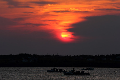 ocean orange clouds sunrise fishing pei boars darnley
