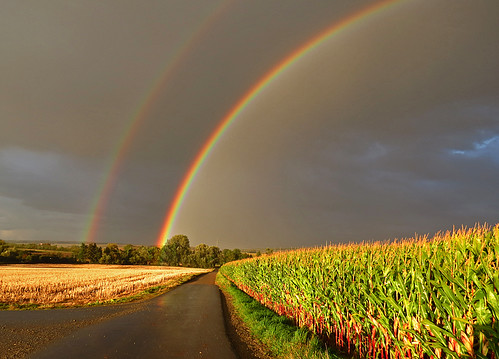 rain rainbow cornfield day doublerainbow colorphotoaward sailsevenseasmaster