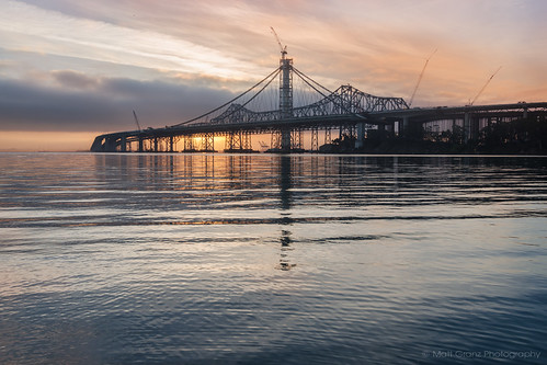 california bridge water clouds sunrise reflections oakland bridges baybridge