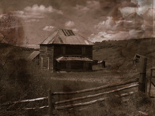sky abandoned sepia clouds rural fence colorado decay residence lastdollarroad outhouwse