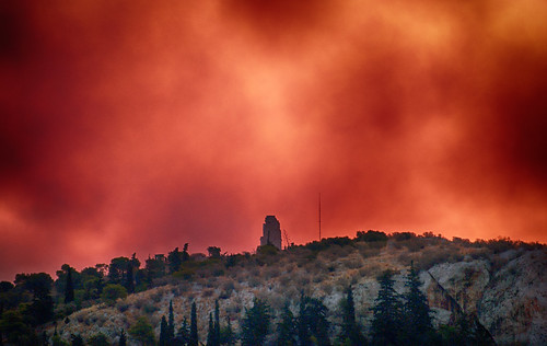 red sky mountain nature clouds fire blood pentax hill athens greece attica k7 smcda50200mm “flickraward” phillopappou