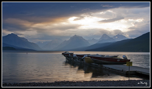 park sky lake rain sunrise boats dock montana glacier national mcdonald sking5000