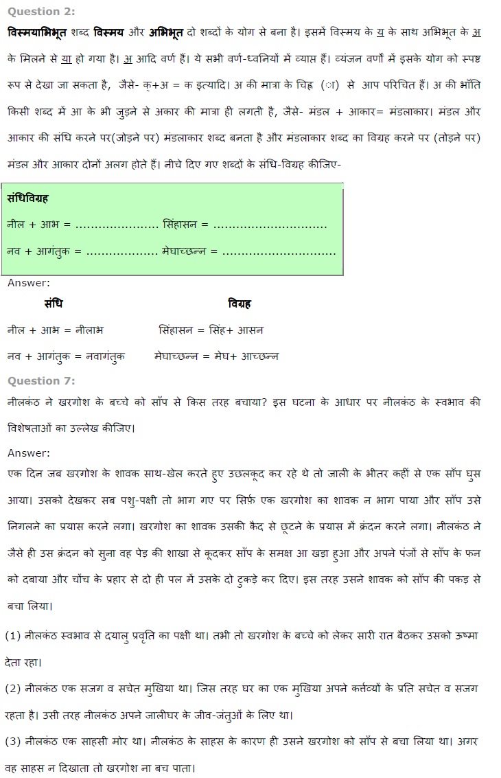 NCERT Solutions for Class 7 Hindi Chapter 15 नीलकंठ PDF Download