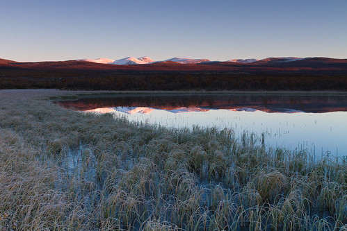 kringluttjønne fokstumyra dovre grass water mountians sunrise fall frost autumn outdoor landscape