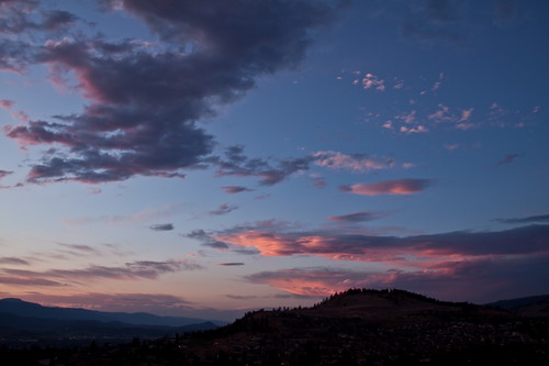 pink blue sunset sky orange cloud mountain canada black mountains silhouette clouds landscape grey glow bc okanagan hill gray scenic silhouettes sunsets hills valley glowing