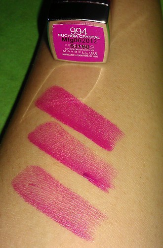 Maybelline The Jewels by Colorsensational Fuscia Crystal swatches