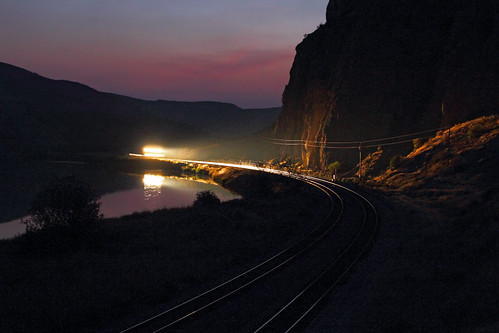 railroad night train montana mt headlights cliffs redsky curve bnsf lombard nightfall missouririver coaltrain lombardcanyon lombardsiding