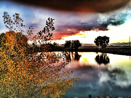 sunset fallleaves lake scenery colorado
