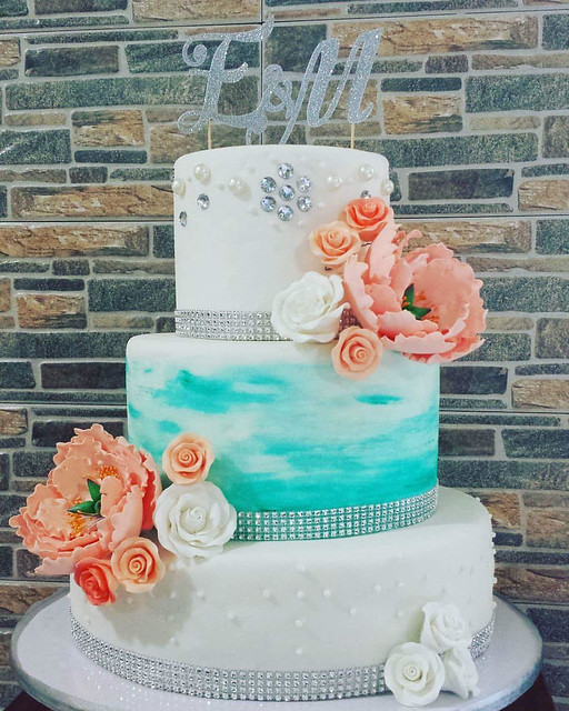 3 Tier Hand Painted Wedding Cake by Dana Deanna Rabanal