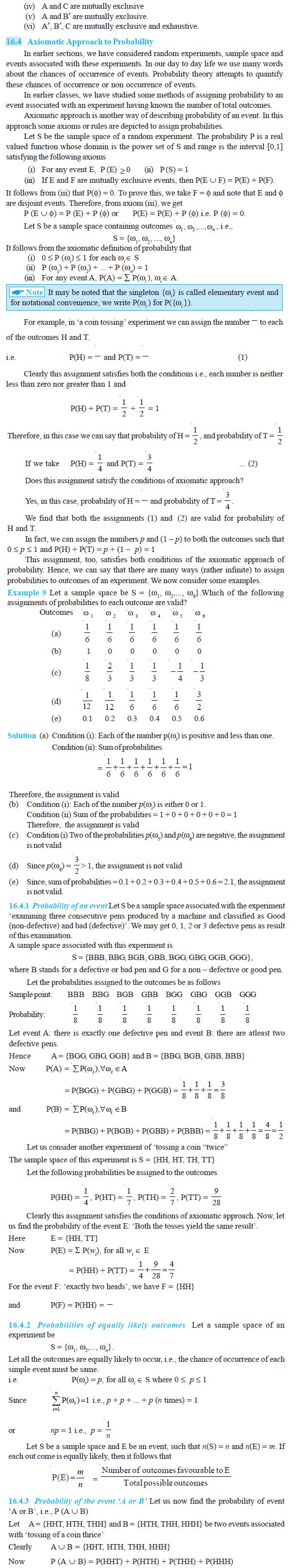 NCERT Class XI Mathematics Chapter 16 – Probability