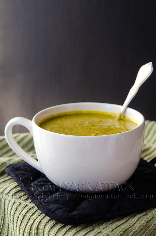 A light, slighty creamy roasted veggie soup packed with tons of nutrients and savory flavor. Plus, it's a good way to clean out your fridge!