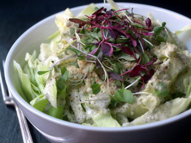 Cabbage Salad w/Creamy Dressing & Almond Parmesan 