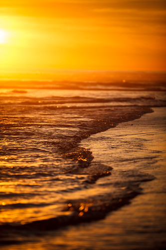 ocean sunset beach waves shore