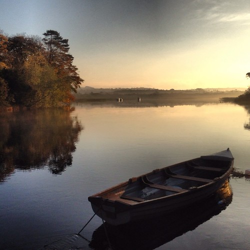 morning autumn ireland fall water sunrise reflections boat sligo