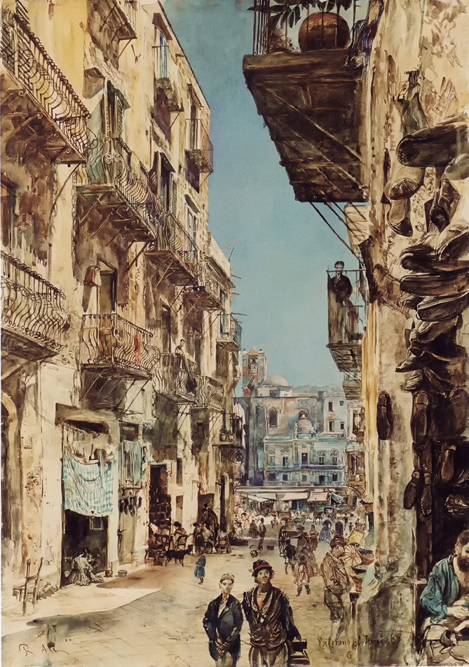 Street in Palermo by Rudolf von Alt, 1867