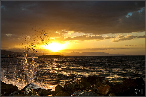 mer soleil coucher vague gouves kato méditerranée crète