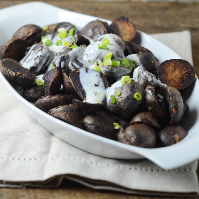 Mango-spiced baby potatoes with buttermilk sauce