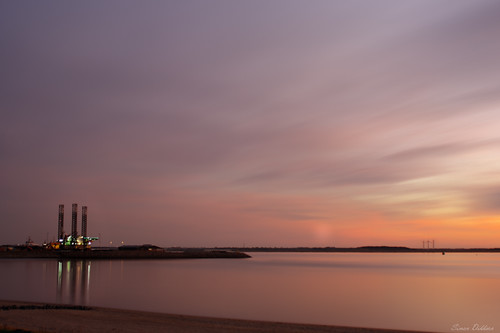 sunset long exposure harbour rig oil esbjerg