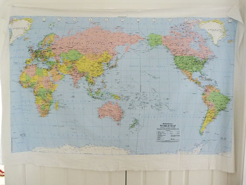 Fabric world map wall hanging