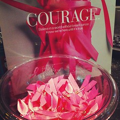 Courage. Breast cancer awareness ribbons on sale at Costa Coffee. #breastcancer #ribbon #charity #fundraising