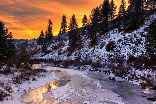 winter sunset snow reflection ice beauty creek forest canon landscape scenery sigma idaho 7d pinetrees hdr photomatix 1750mm