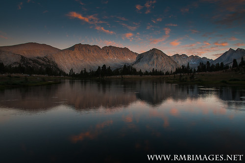 sunset sky lake fish mountains reflection water clouds outdoors nikon backpacking ripples wilderness sierras peaks rises highsierra highcountry johnmuirwilderness pioneerbasin fourthrecess thirdrecess monodivide rmbimages