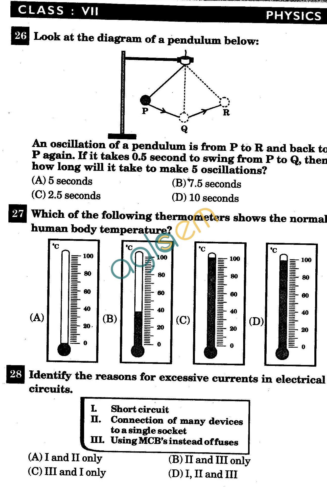 NSTSE 2011 Class VII Question Paper with Answers - Physics