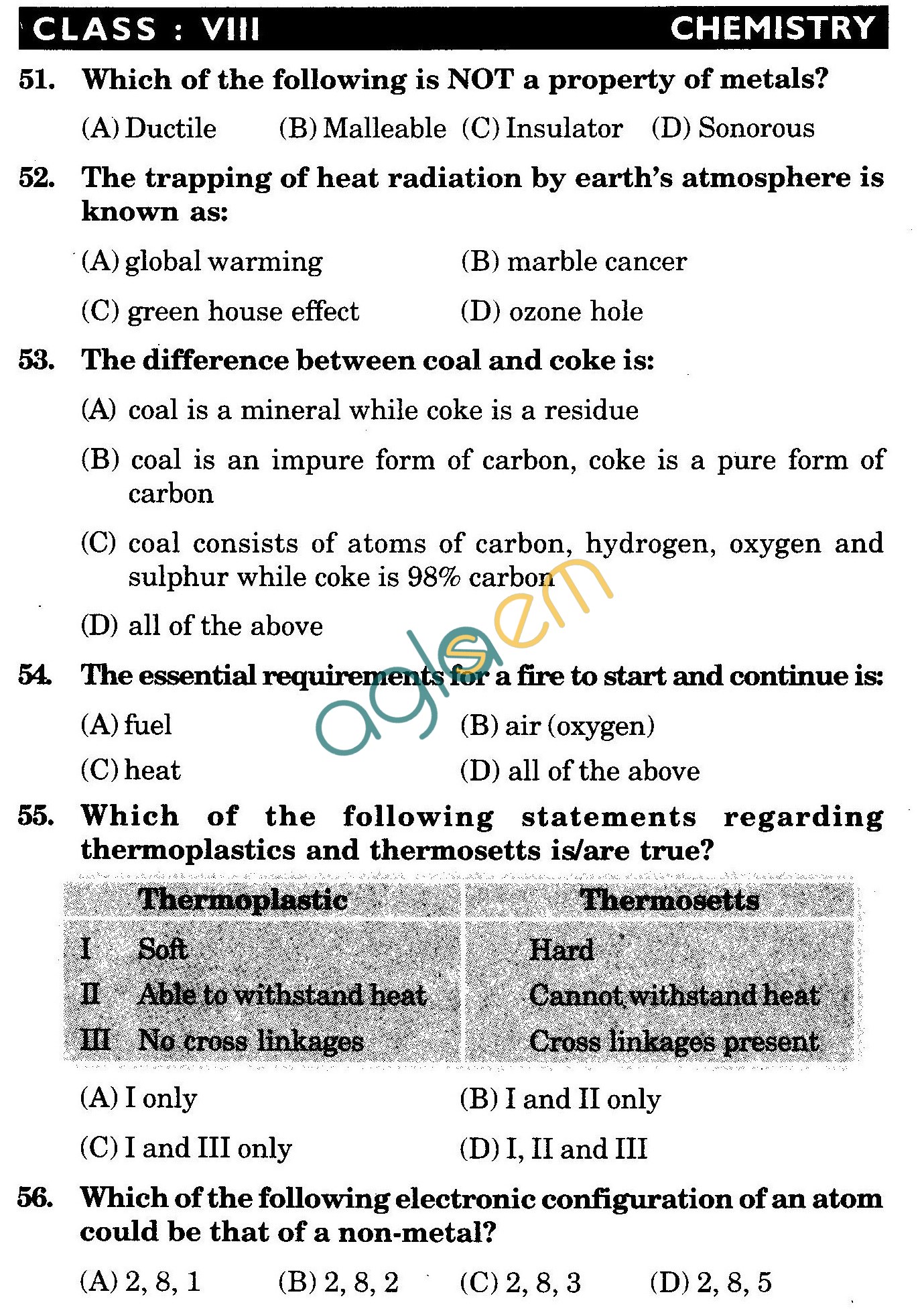 NSTSE 2009 Class VIII Question Paper with Answers - Chemistry