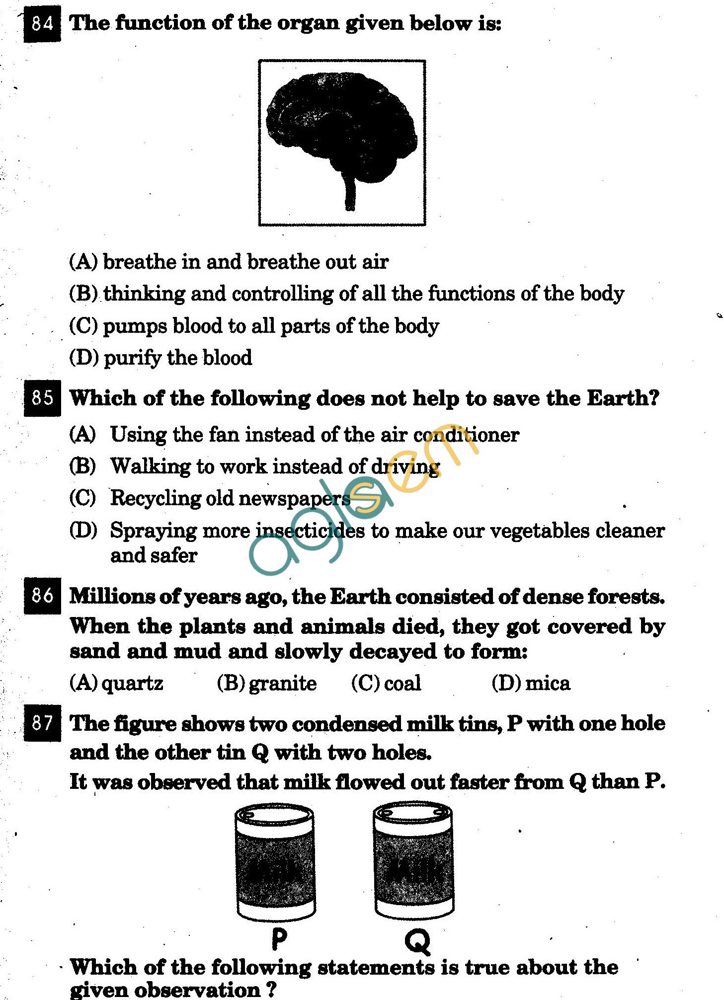 NSTSE 2011 Class V Question Paper with Answers - Science