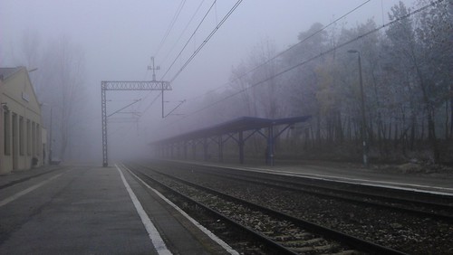 mist station fog train poland polska railway zug polen bahn mgła podkarpackie kolej pociąg podkarpacie dworzec karpatenvorland stalowawola stacja subcarpathia