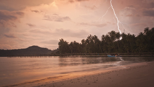 sunset sea nature landscape thailand southeastasia day cloudy thunderstorm lightning tropics kohkood galushchak shivasdance